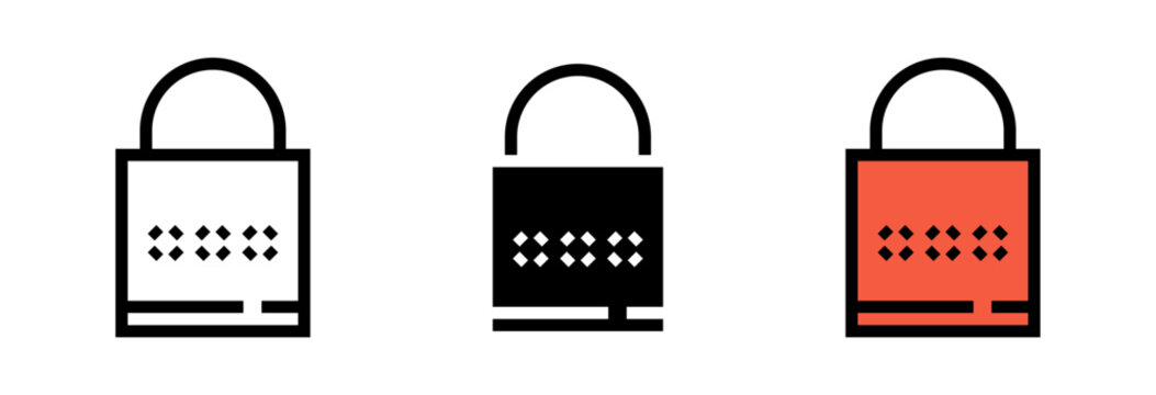 Conjunto de iconos de seguridad digital. Acceso protegido, contrase&ntilde;a segura, bloqueo de datos, autenticaci&oacute;n privada, protecci&oacute;n de informaci&oacute;n. Ilustraci&oacute;n vectorial