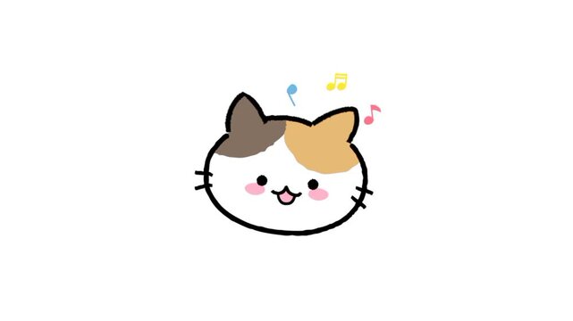 Singing cat face, cute little kitty icon animation 