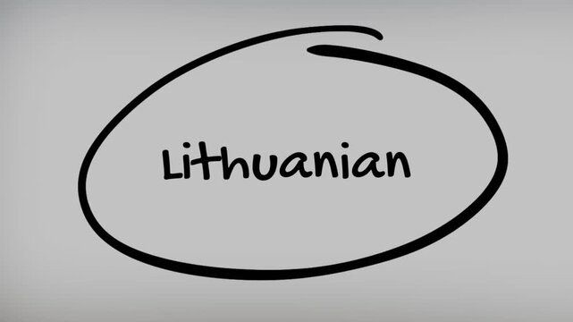 Lithuanian Hand Writing Text on Glass Screen