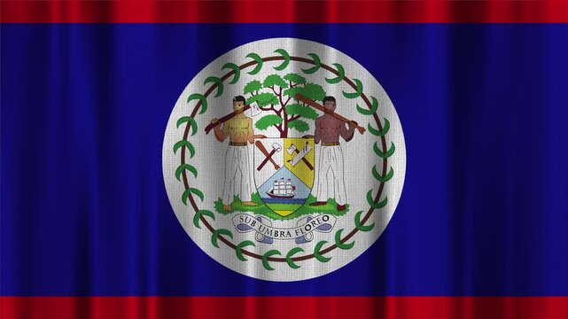 Belize flag waving in the wind with high quality fabric texture