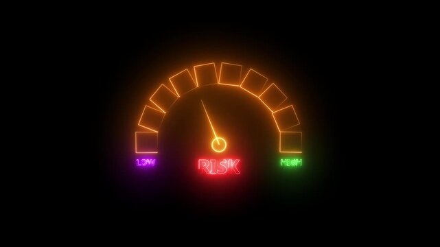Risk management and assessment concept. Risk level indicator rating since low to high.4K video animation..