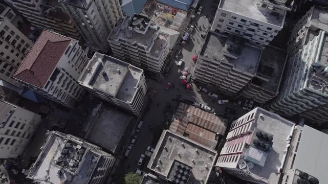 Drone video of buildings roofs in Dar es Salam