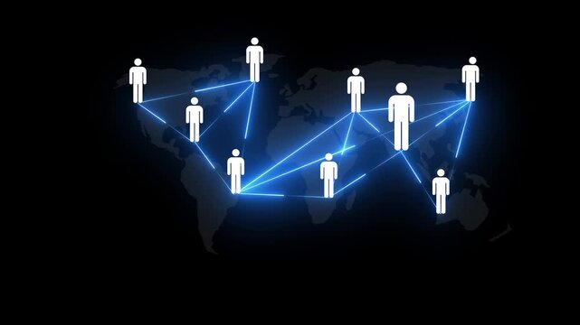 Global Human Resource Management concept. international workforce connection, HR, HRM strategy and team collaboration using digital technology for managing employees across the world.4k motion video