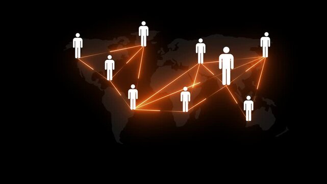 Global Human Resource Management concept. international workforce connection, HR, HRM strategy and team collaboration using digital technology for managing employees across the world.4k motion video