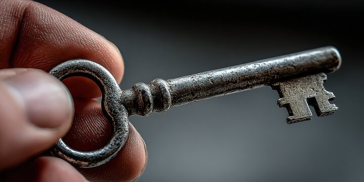 Hand Holding an Antique Key