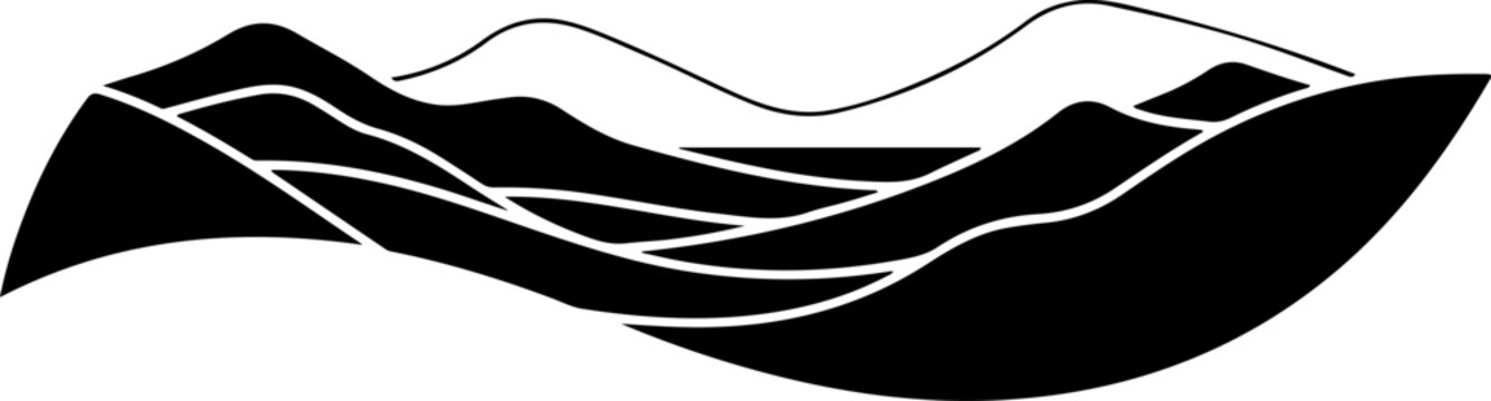 Black, abstract wave, line art design, minimalist vector graphic