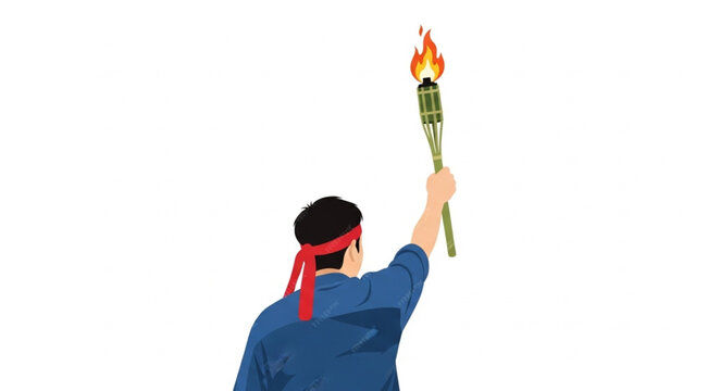 Person Holding Torch Symbolizing Hope and Guidance.