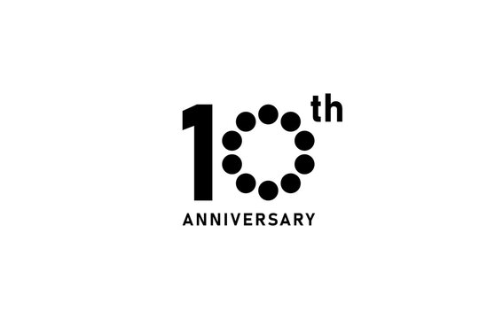 Celebrating a decade of success 10th anniversary logo with 10 circules design elements