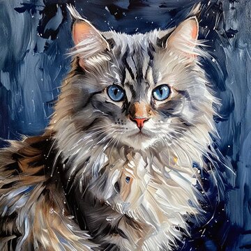 pintura de gato al oleo