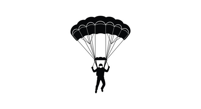 parachutist silhouette with multiple parachutes on white background silhouette high quality professional detailed modern elegant stylish clean crisp vibrant colorful digital