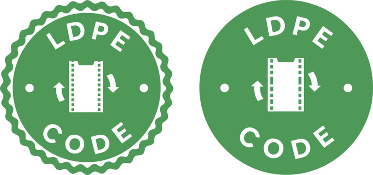 Green LDPE recycling code icons for plastic identification and eco-friendly packaging labels