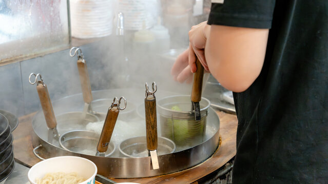 Food Preparation at a Taiwanese restaurant kitchen
