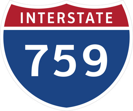 I-759 Interstate Highway System Design Sign Clipart Icon Transparent Background