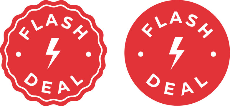 Red Flash Deal Badge Icons for Limited Time Offer Promotions and E-commerce Sales