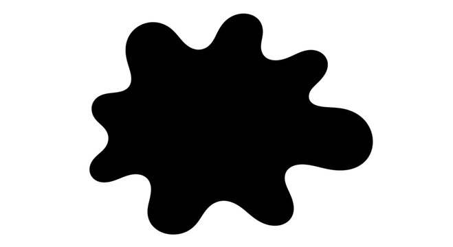 Black organic ink blot shape with rounded edges for creative design and graphic projects