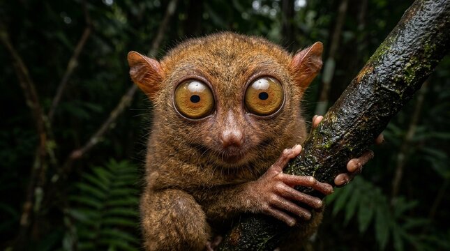 Tarsier Philippine tarsier Bohol close portrait enormous eyes night Phase One IQ4 150MP soft morning light direct midday equatorial sun with vivid saturated colours