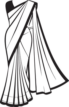 Stylized black and white of a woman wearing a traditional indian saree with pleated pallu