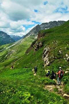 Austrian Alps - view from the footpath from the Stuttgarter H&uuml;tte to the village of Lech in the Lechtal Alps