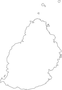 Map of Mauritius Stroke Outline Clipart Vector Isolated.