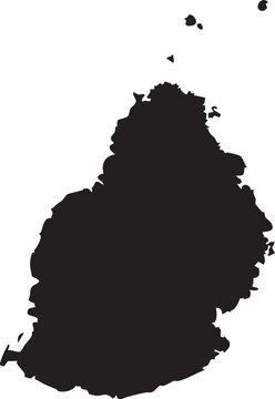 Map of Mauritius Solid Black Silhouette Clipart Vector Isolated