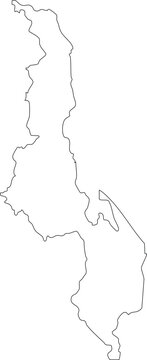 Map of Malawi Stroke Outline Clipart Vector Isolated