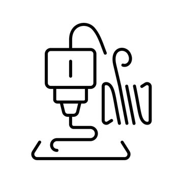 3d extruder icon. Industry and 3d printing line symbol. Black and white.