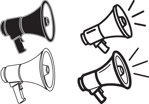 Loudspeaker one line continuous. Line art megaphone. Loudspeaker, megaphone Hand drawn vector art.