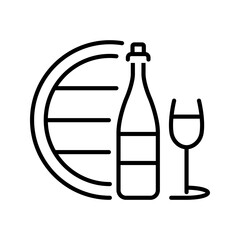 Naklejka premium Wine production icon. Food and winemaking line symbol. Black and white.