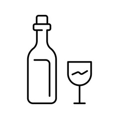 Naklejka premium Wine bottle icon. Food and wine line symbol. Black and white.