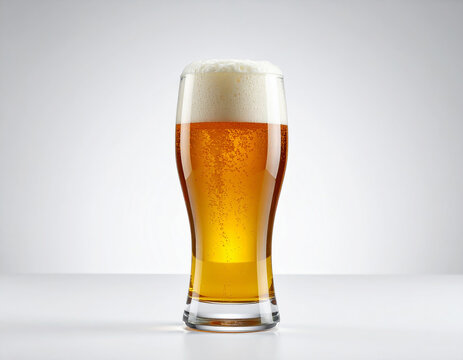 주류-술-맥주-생맥주-맥주 거품-유리컵-맥주잔-맥주 탄산-맥주 한 잔-하얀 거품-밝은 회색 배경