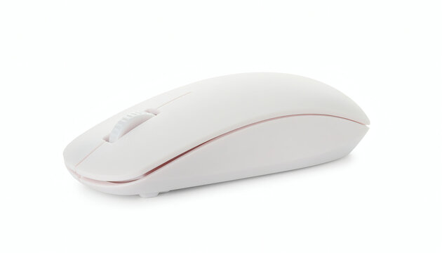 White wireless computer mouse isolated