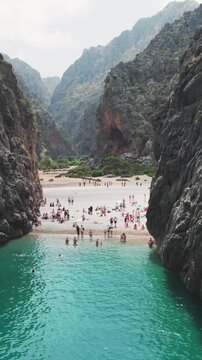 Aerial View Torrent De Pareis Sa Calobra Beach Mallorca