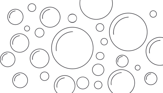 Hand drawn abstract bokeh lights in black on white