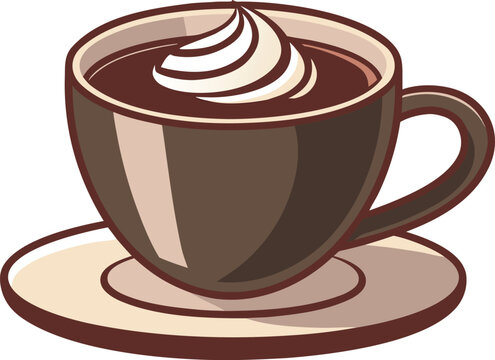 3 d hot chocolate mug with whipped cream and steam