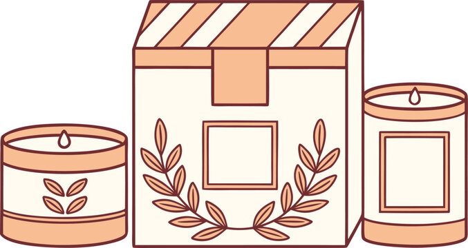 Cozy kitchen scene with potted plants and packaged goods on shelf