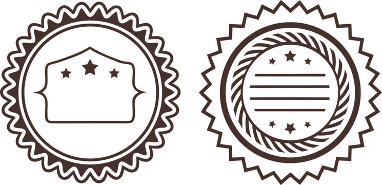 Vintage typography badges with star motifs and ornate borders