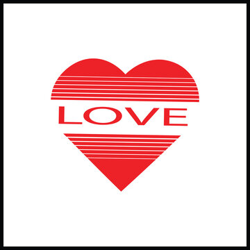 A simple graphic design of a red heart with the word 'LOVE' inside, set against a clean white background. Ideal for Valentines Day, romance, and emotional themes in marketing and design.