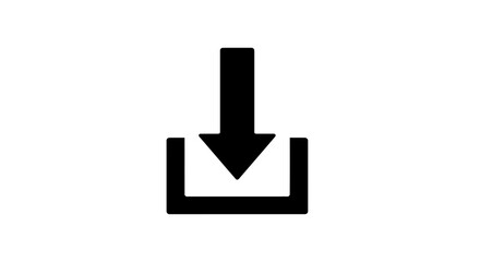 Fototapeta premium Simple black download icon symbol representing a file save action for digital interfaces