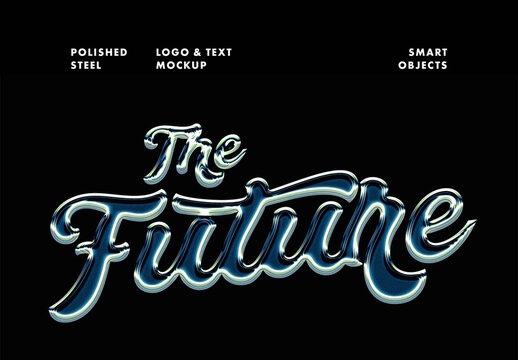 Polished Steel Text Effect &ndash; Chrome Typography for Logo, Poster & Branding (PSD)