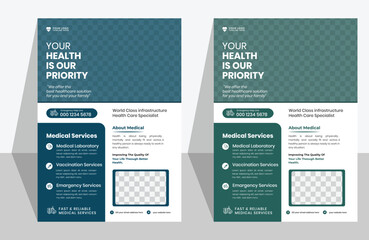 Obraz premium Professional Doctor Flyer Template for Clinic and Medical Center Tamplate