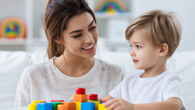 A young psychologist works with a little boy with colored blocks in a bright, minimalist psychologist's office. --ar 30:17 --raw --profile p3c3jcx --v 7 Job ID: 0d4f9eb3-b049-474a-9a91-dd9555c9ea87