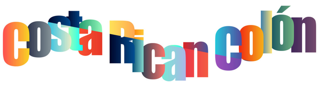Colorful Costa Rican Colon Text Design Isolated Background Style Typography