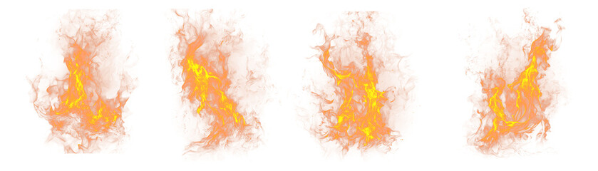 Realistic fire flames set collection burning effect on a transparent background © DesignCorner