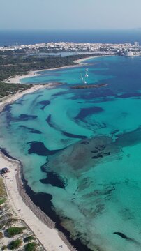 Aerial View Yachts Boats Es Trenc Beach Palma De Mallorca Spain