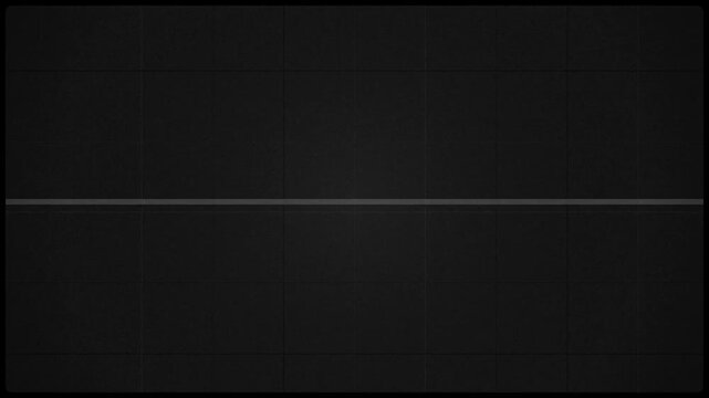 A black screen with a thin white line across it remains static and unchanged over time.