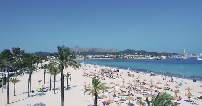Alcudia Beach Platja De Muro Mallorca Spain Aerial View