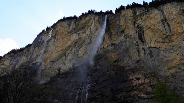 the famous swiss staubbach waterfall 4k video