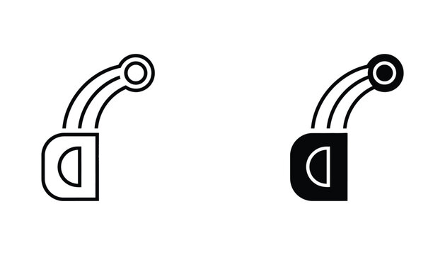 Abstract letter D logo icon with decorative swirl and circle terminal in outline and solid black design for modern corporate branding and graphic identity