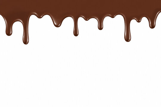melted chocolate dripping on white background