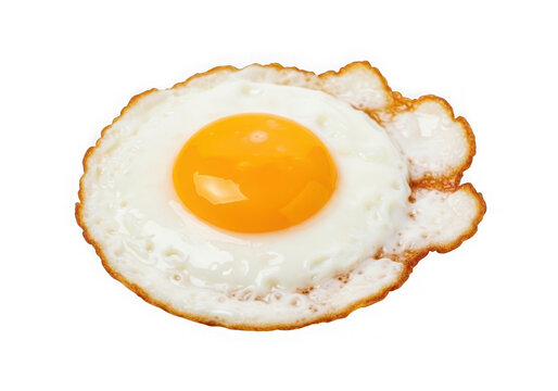 Sunny side up egg with a runny yolk and crispy edges isolated on transparent background